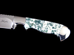 "Aldebaran" handle detail. Gemstone is Dendritic agate, beautiful, hard, tough, and polished