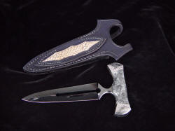 "Grim Reaper" reverse side view. Note cobra skin inlays in sheath belt loop back