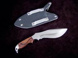 Reverse view, Hooded Warrior. Note deep, clean hollow grind, 1.75" aluminum belt loops in locking sheath