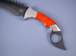 "Triton" kerambit: obverse side handle detail. Gemstone handles are tough and hard.