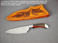 La Cocina: Fine Kitchen, Chef's Knives: High Molybdenum Stainless Steel, Gemstone, Leather Sheath