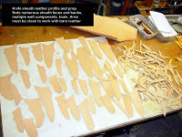 Profiled, preparing leather sheath parts in 9-10 oz. shoulder 