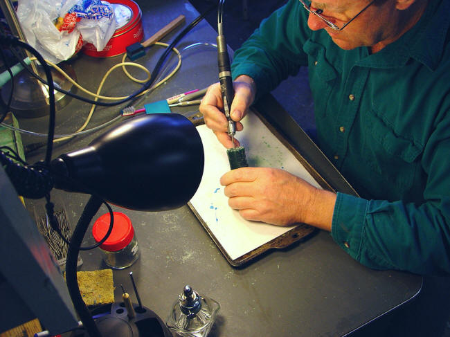 Using an air motor to carve wax for casting